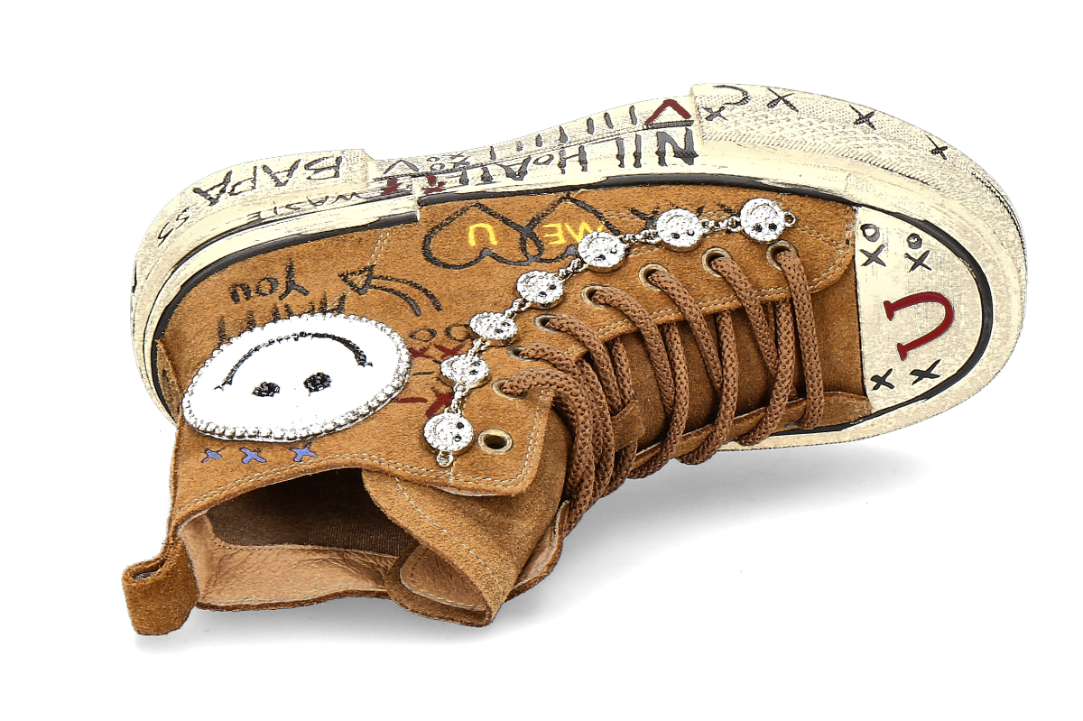 Nan-Ku Couture High Top Sneaker VELOUR- camel_232400111_4