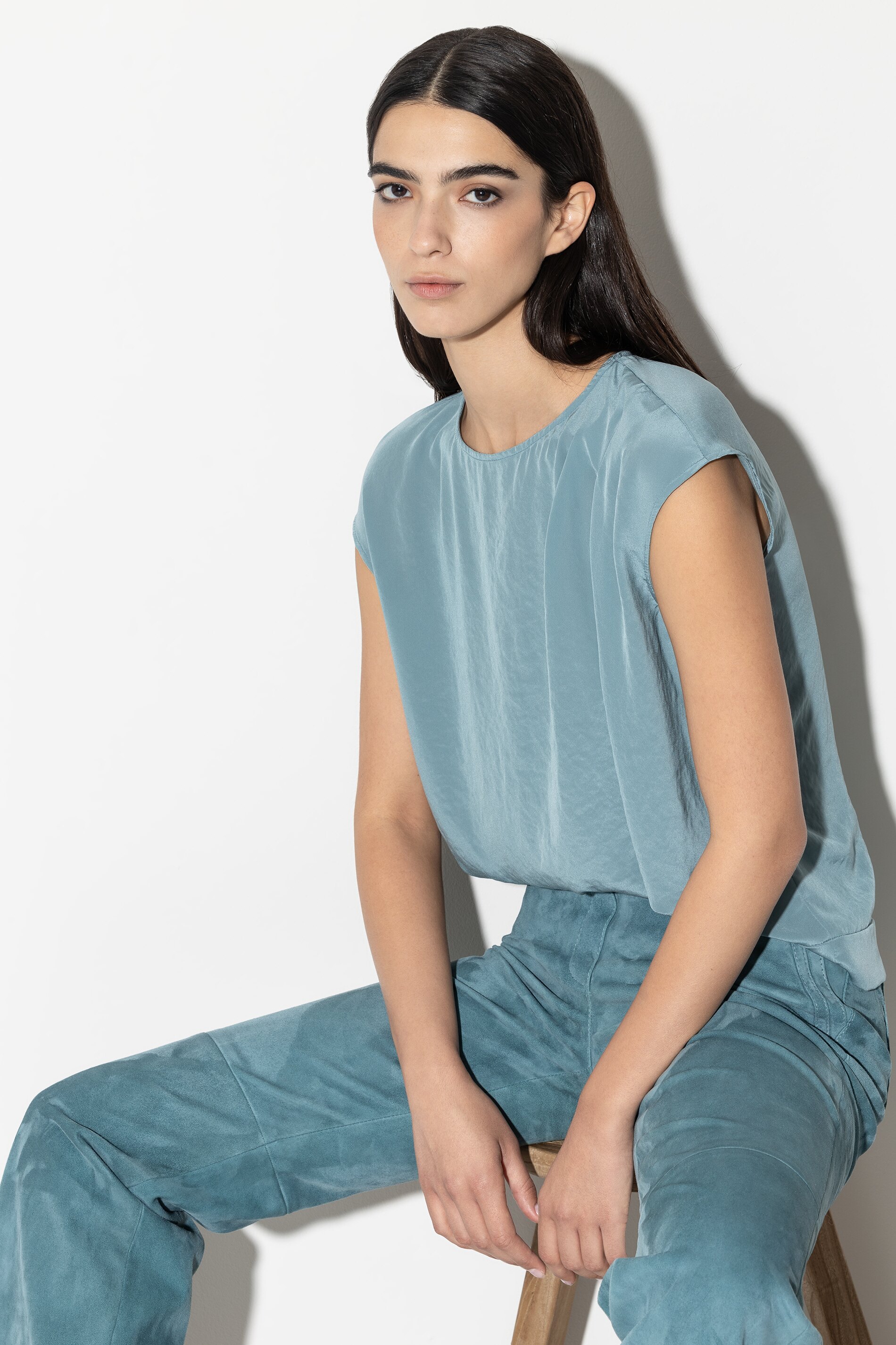 Luisa Cerano Top TECHNO SEIDE - smoky aqua/blau
