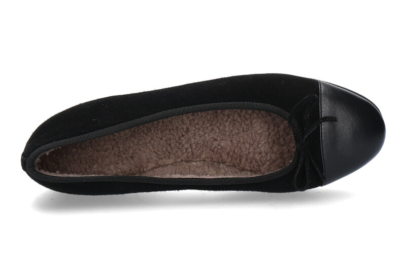 Unützer Ballerina gefüttert CAMOSCIO NERO NAPPA NERA