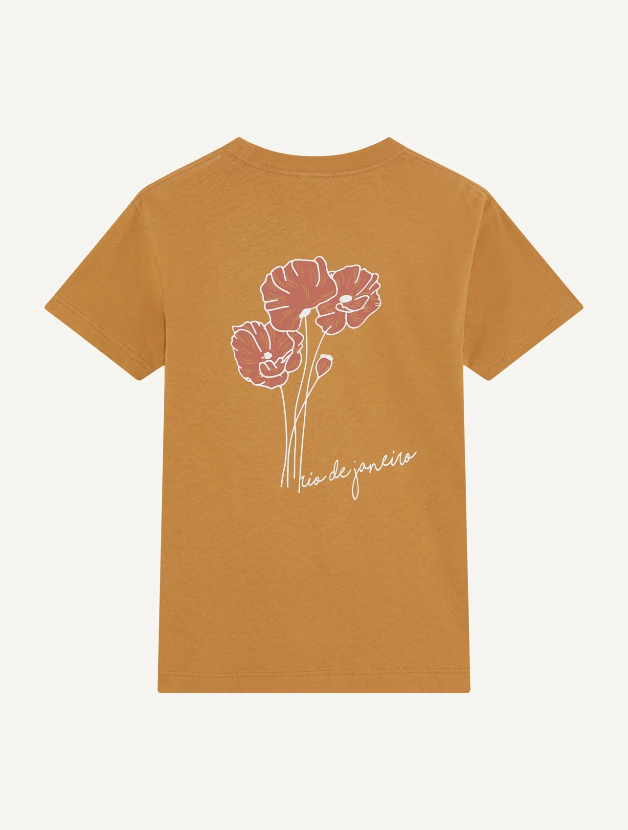 Frescobol Carioca Herren- T-Shirt DINIS FLORAL PRINTED- almond