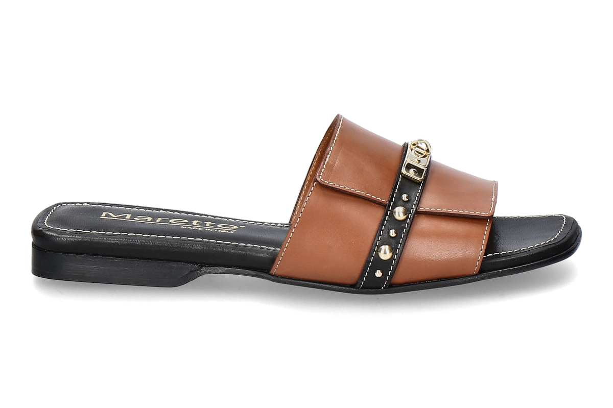 Maretto Pantolette 2477 NAPPA- tabacco/ schwarz