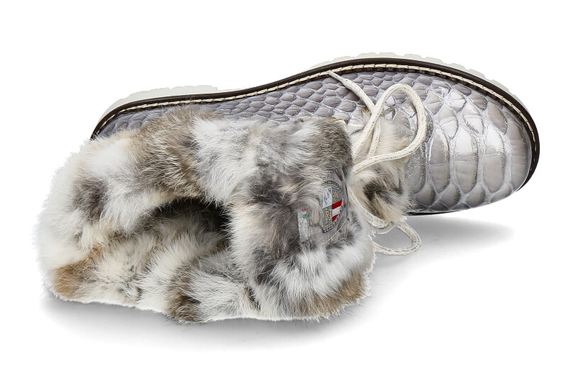 New Italia Shoes Stiefelette KANNINCHENFELL GRAU GLITTER (36)