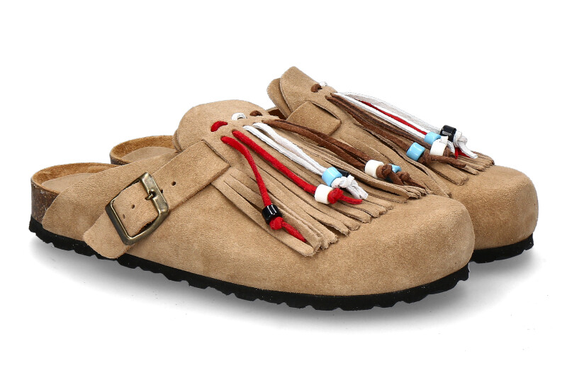 Lagoa Damen-Pantolette DANDARA FRANGE SUEDE- arena/beige
