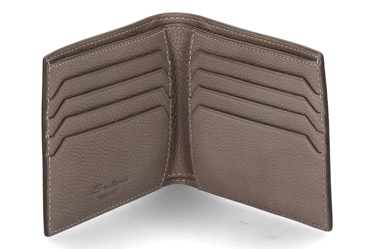 Santoni Portemonnaie PELLE BOTTALATA- taupe