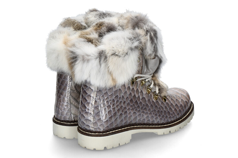 New Italia Shoes Stiefelette KANNINCHENFELL GRAU GLITTER (36)