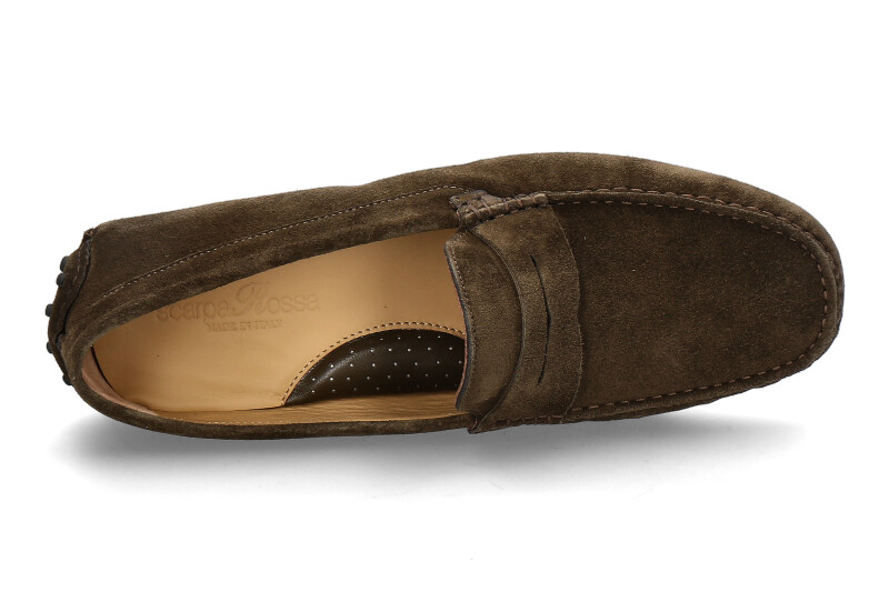 ScarpaRossa Herren- Mokassin VELOUR- taupe/dunkelgrün