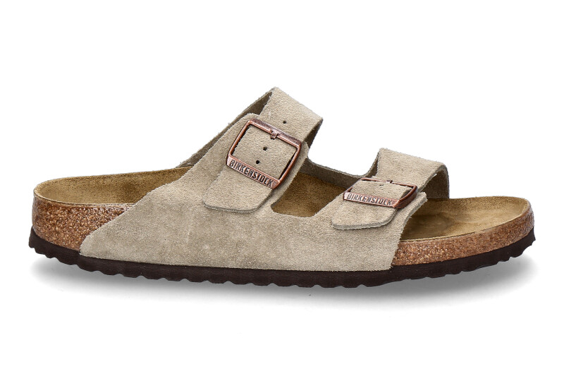 Birkenstock Herren- Pantolette ARIZONA BS SCHMALE WEITE VELOURSLEDER- taupe