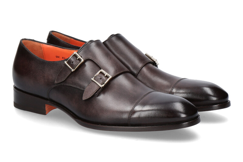 Santoni Herren- Monk DOUBLE BUCKLE CALF- brown/ dunkelbraun