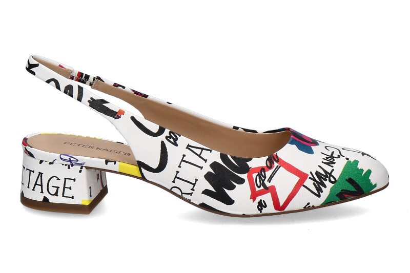 Peter Kaiser Slingpumps NAPPA- white graffiti/weiss