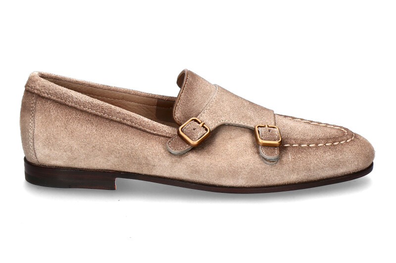 Santoni Herren- Monk CARLOS VELOURS- beige/ braun
