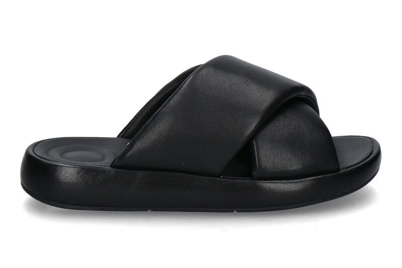 Fitflop Pantolette IQUSHION D-LUXE PADDED LEATHER CROSS- all black/schwarz