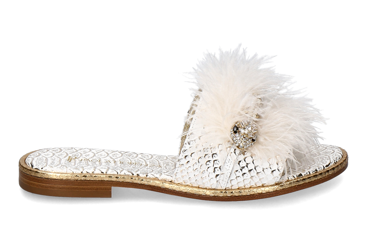 Paola Fiorenza Pantolette SNAKE SLIDER- bianco/ gold