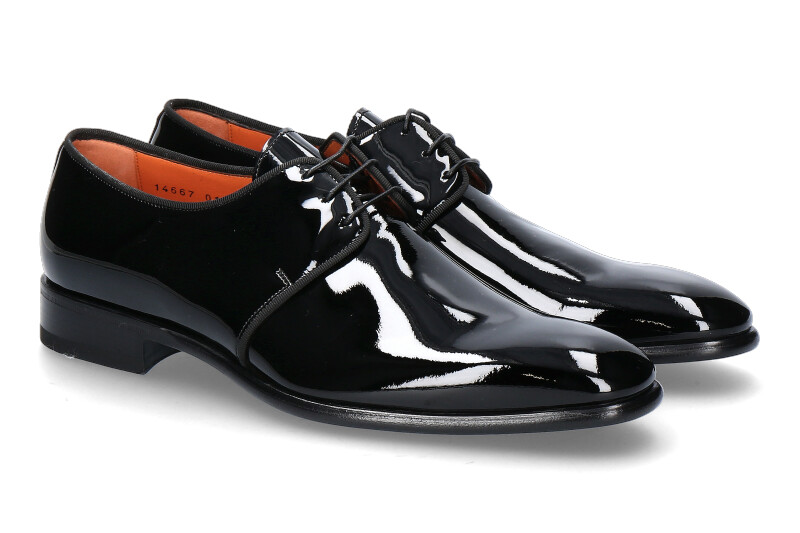Santoni Herren- Derby VERNO PATENT- black/ schwarz