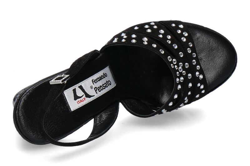 Fernando Pensato Sandale MIRANDA CAMOSCIO NERO STRASS SKY  (38)