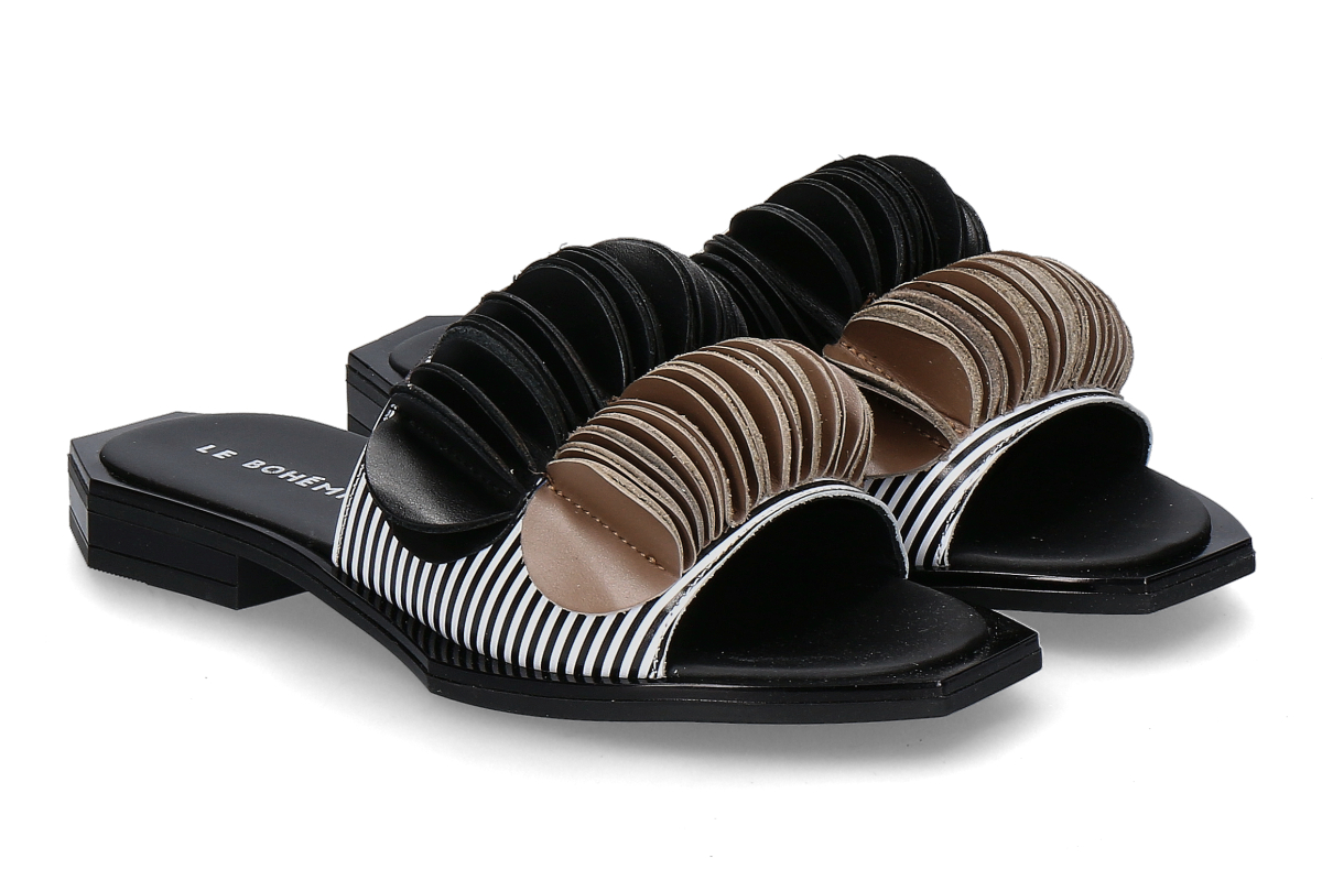 Le Bohémien Pantolette SC36 VITELLO- weiss/ schwarz/ caffe