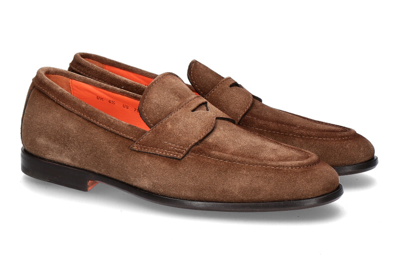 Santoni Herren- Loafer CARLOS SUEDE- brown/ mittelbraun