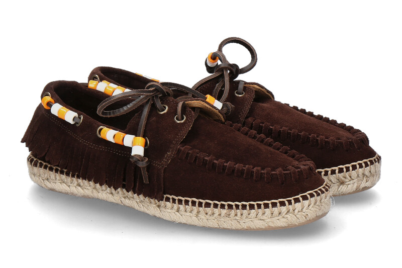 Lagoa Damen-Schnürschuh NAUTICO FRANGE SUEDE- marrone/dunkelbraun