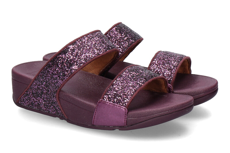 Fitflop Pantolette LULU GLITTER SLIDES- metallic mauve wine