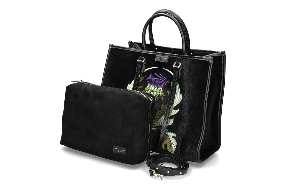 My-Best Bag Firenze Tasche ATENA HERBARIUM- black/ green/ thistle