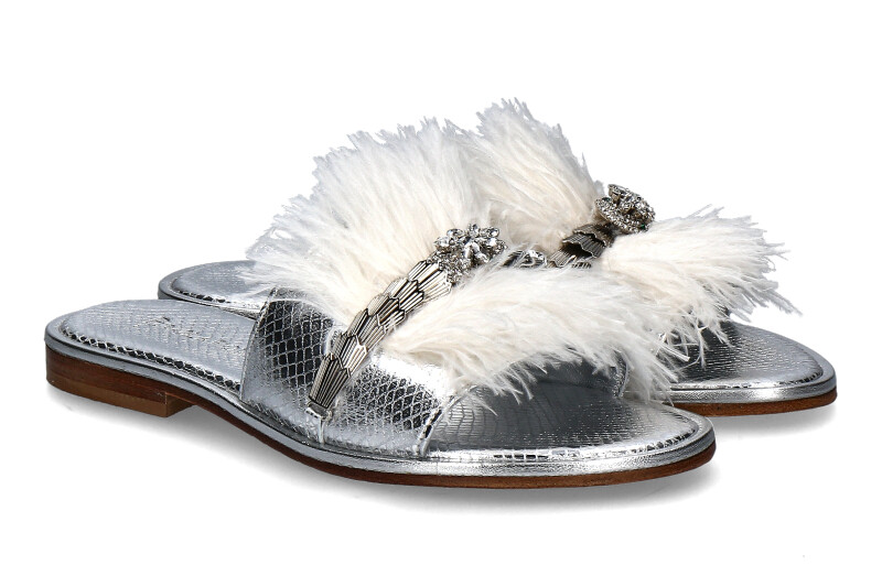Paola Fiorenza Pantolette COBRA LAMINATO- silber snake