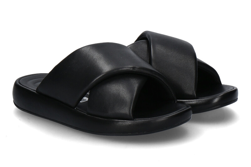 Fitflop Pantolette IQUSHION D-LUXE PADDED LEATHER CROSS- all black/schwarz