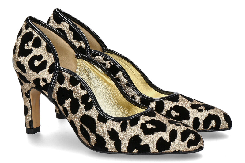 Azuree Cannes Pumps RAPIDO TISSU JAGUAR ORO VERNIS NOIR (36)