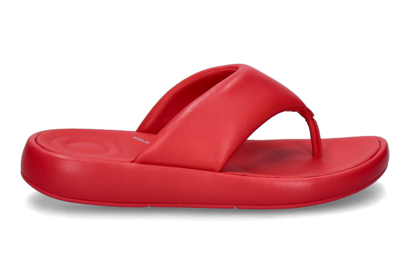 Fitflop Zehentrenner IQUSHION D-LUXE PADDED LEATHER TOE-POST-  red/rot