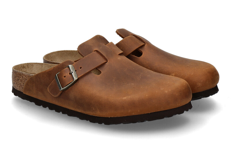Birkenstock Herren- Clogs BOSTON NORMAL BS NATURLEDER GEÖLT- cognac