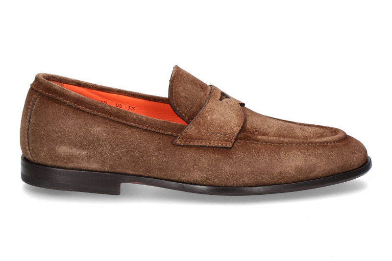 Santoni Herren- Loafer CARLOS SUEDE- brown/ mittelbraun