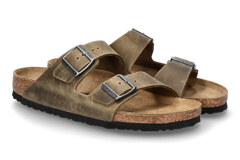 Birkenstock Herren- Pantolette ARIZONA SCHMAL NATURLEDER GEÖLT- faded khaki