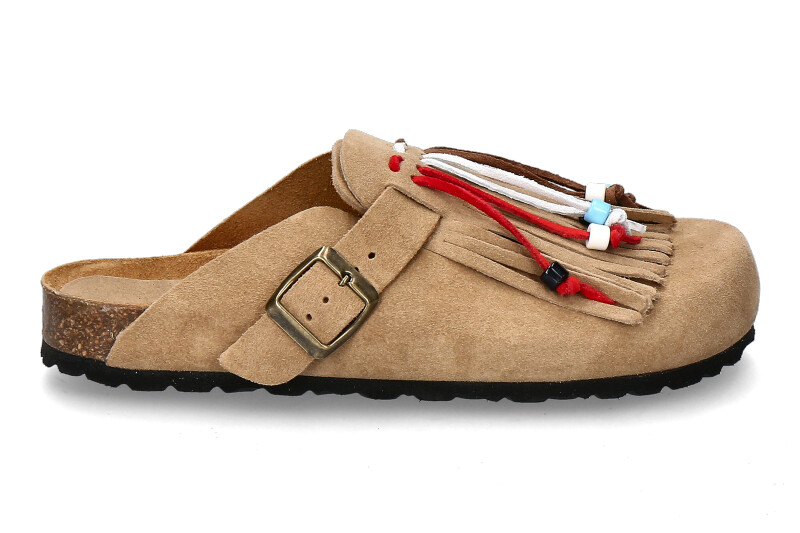 Lagoa Damen-Pantolette DANDARA FRANGE SUEDE- arena/beige