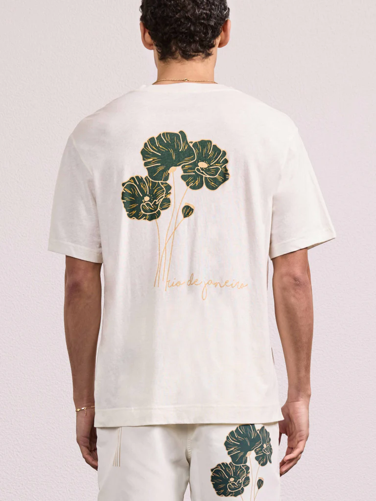 Frescobol Carioca Herren- T-Shirt DINIS FLORAL PRINTED- ivory