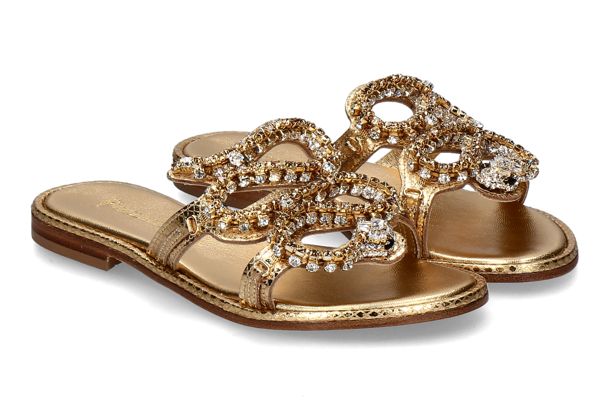 Paola Fiorenza Pantolette PELLE SNAKE- gold