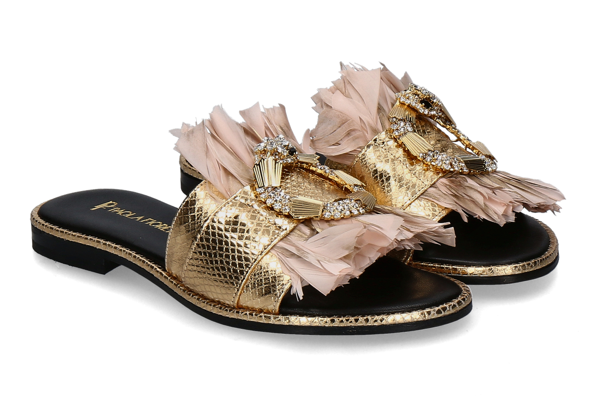 Paola Fiorenza Pantolette SNAKE SLIDER- gold