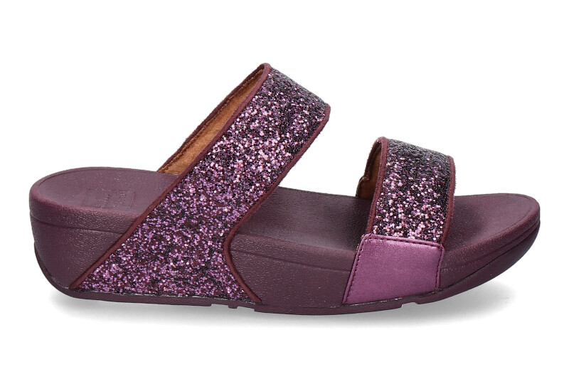 Fitflop Pantolette LULU GLITTER SLIDES- metallic mauve wine
