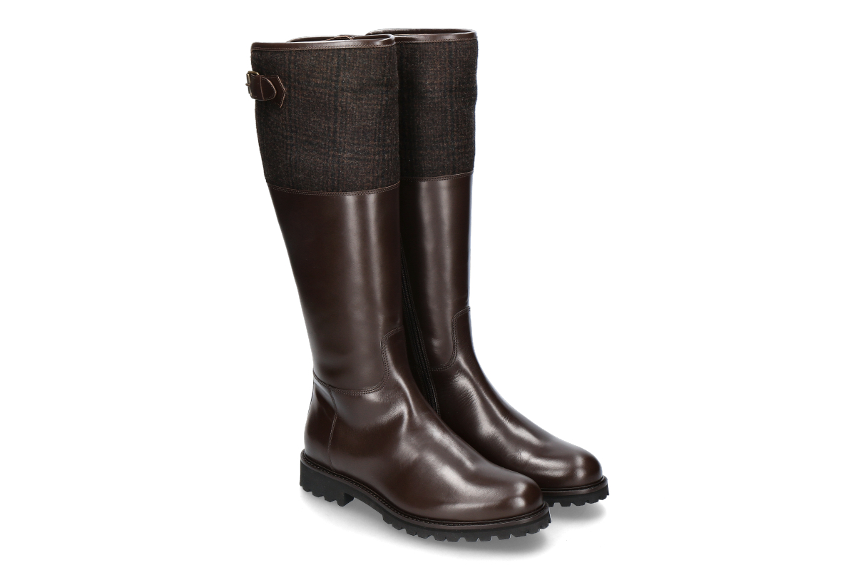 dirndl + bua Damen-Stiefel gefüttert TENDER/LODEN/LF- braun/braun-karo