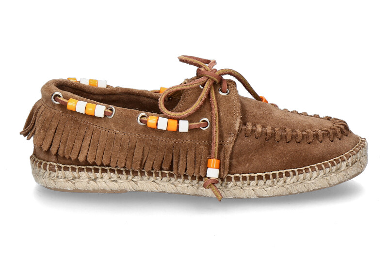 Lagoa Damen-Schnürschuh NAUTICO FRANGE SUEDE- visone/mittelbraun