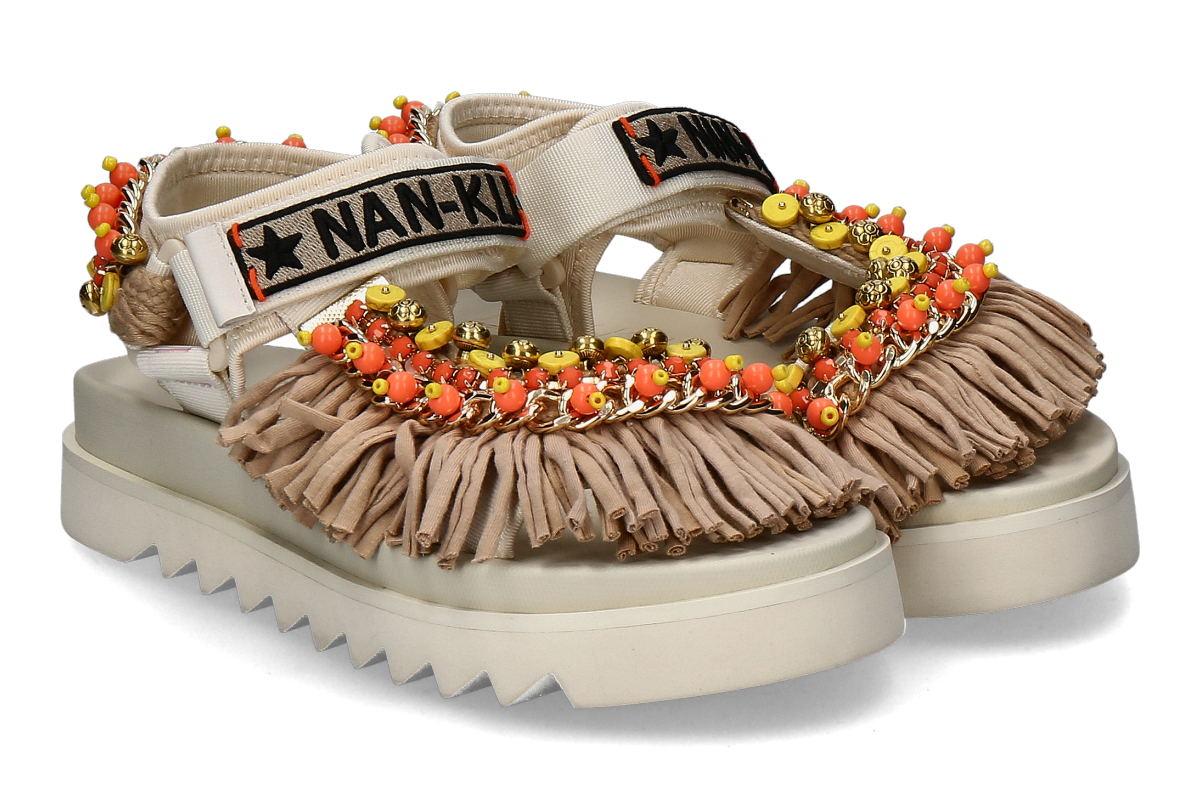Nan-Ku Couture Sandale EKS12L- beige/ mehrfarbig