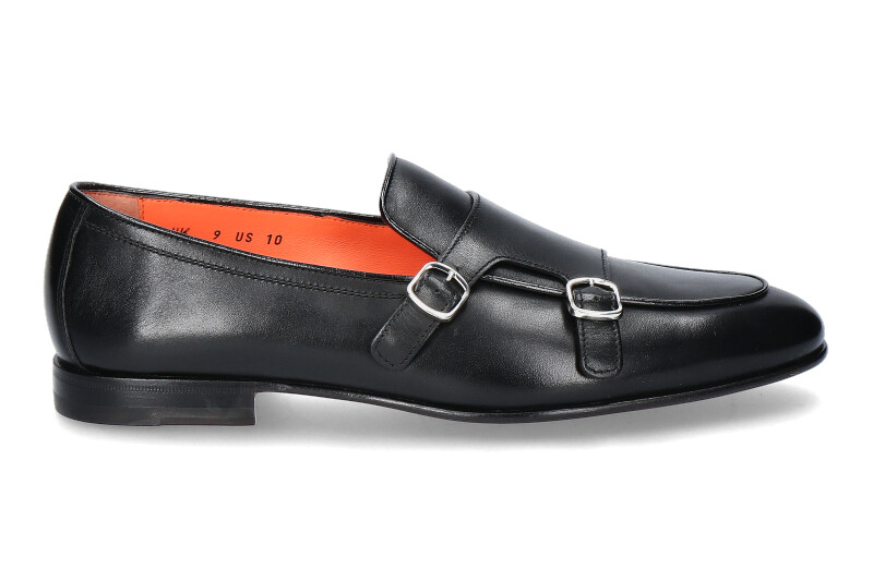 Santoni Herren- Loafer DOUBLE BUCKLE- black/ schwarz