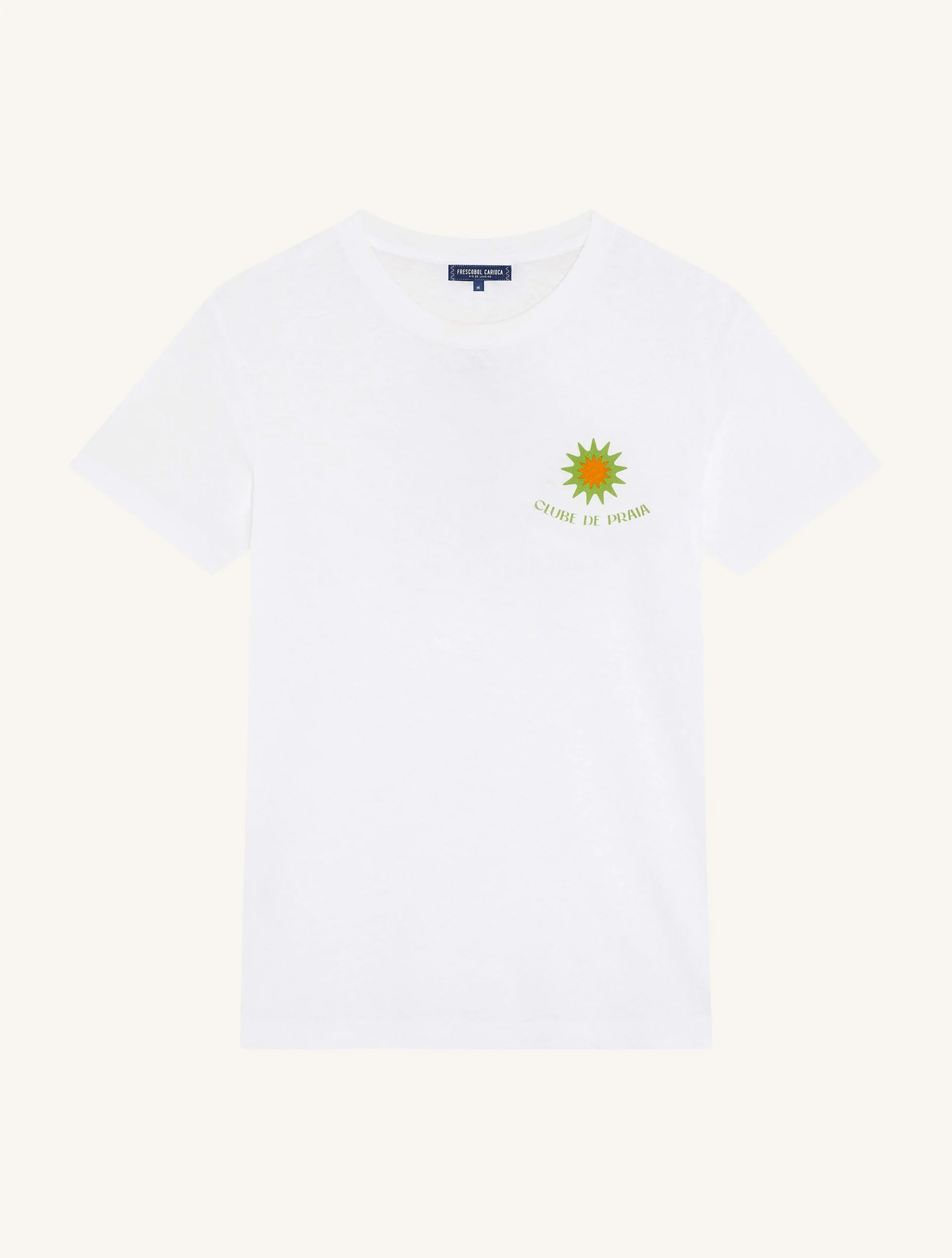 Frescobol Carioca Herren- T-Shirt DINIS CLUBE DE PRAIA PRINTED- Parakeet Green & Mandarin Orange