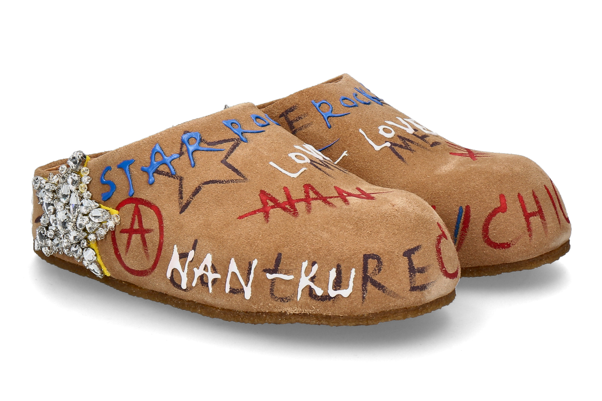 Nan-Ku Couture Pantolette EFSO8 - camel/ mittelbraun