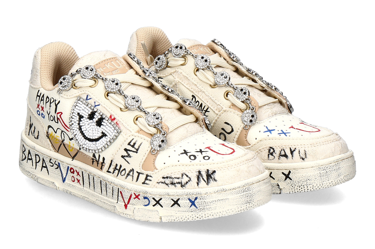 Nan-Ku Couture High Top Sneaker SKATER SMILEY - beige/weiß