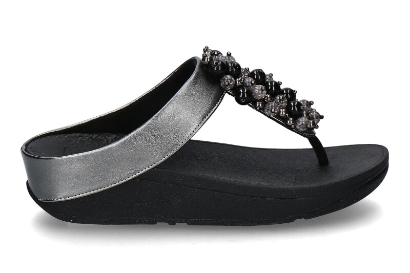 Fitflop Zehentrenner FINO BAUBLE-BEAD PEWTER- black/schwarz