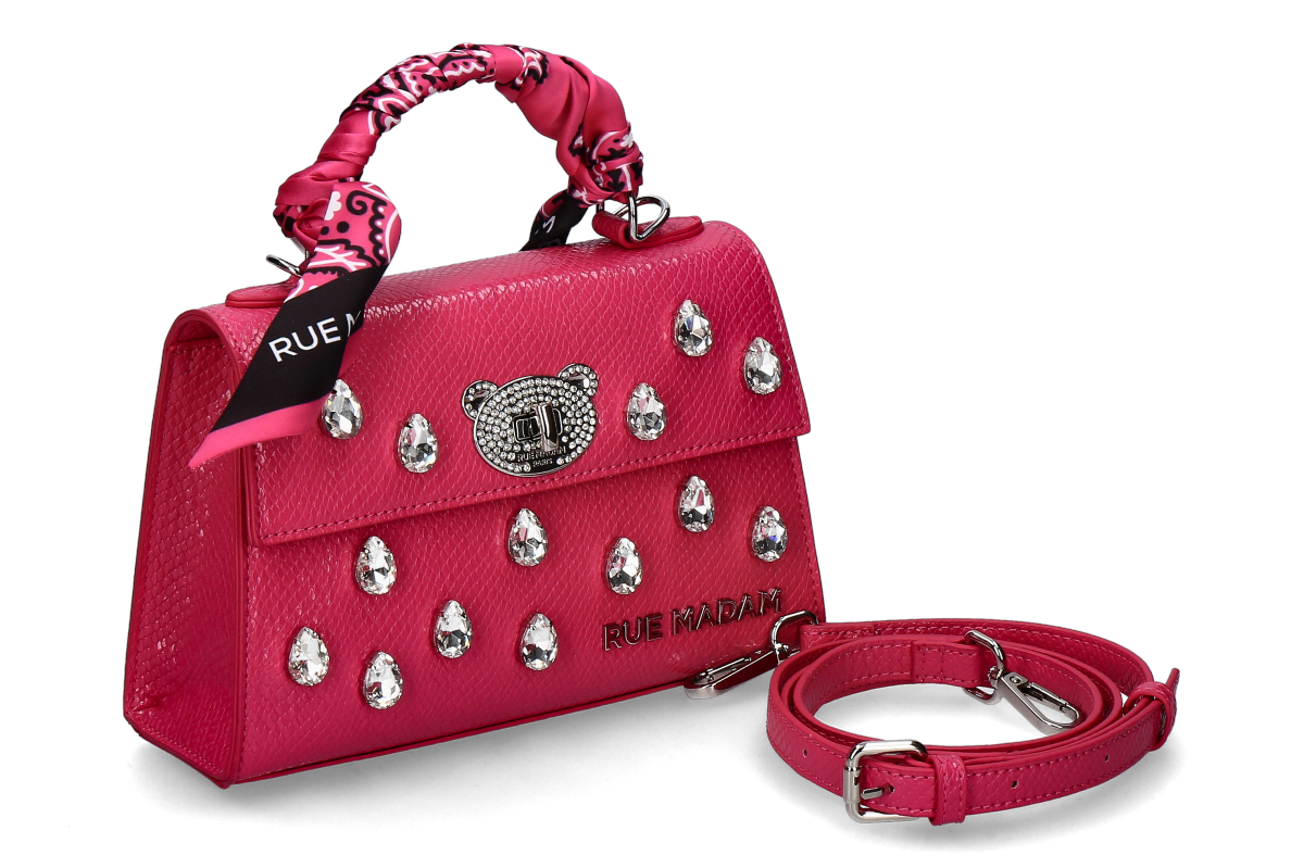 Rue Madam Handtasche MINI TEDDY STRASS- snake fuchsia/ pink