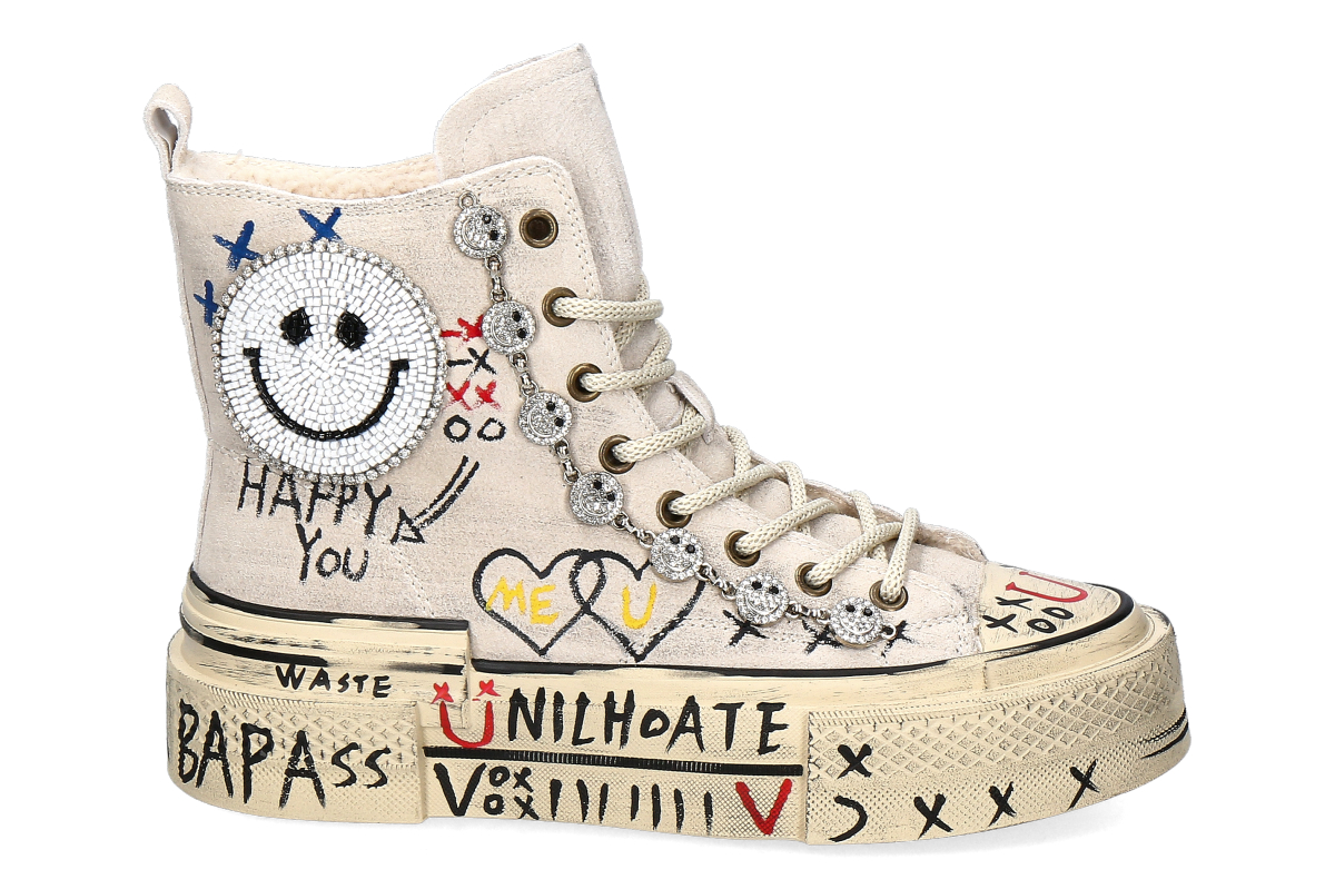 Nan-Ku Couture High Top Sneaker gefüttert SKATER SMILEY - beige 