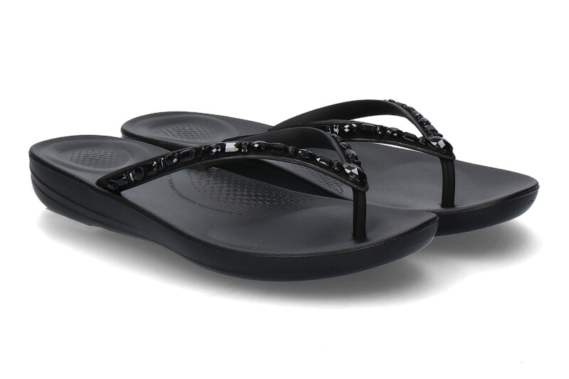Fitflop Zehentrenner IQUSHION MULTI-CRYSTAL ERGOMOMIC- all black/schwarz