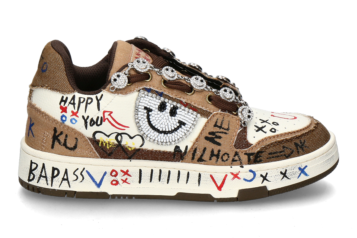 Nan-Ku Couture Sneaker SKATER SMILEY- brown/ white