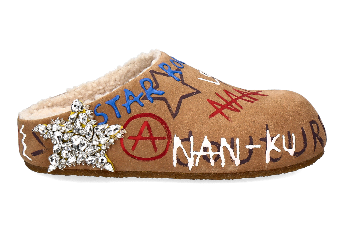 Nan-Ku Couture Pantolette gefüttert EFS08 - camel/hellbraun