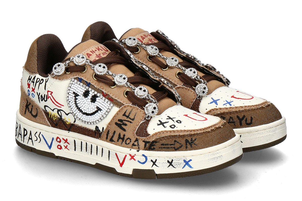 Nan-Ku Couture Sneaker SKATER SMILEY- brown/ white
