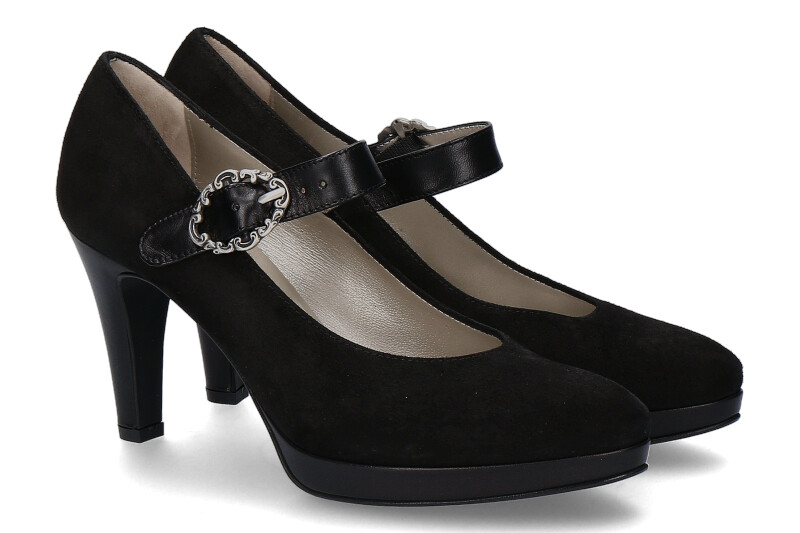 dirndl + bua Spangenpumps ZIEGENVELOURSLEDER- schwarz